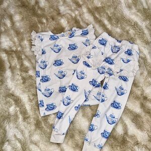 Kids Blue and White Tea Set Matching Outfit